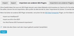 - Importation et exportation de Yoast SEO