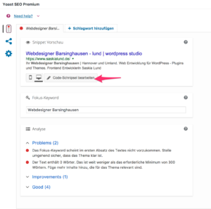 Yoast SEO Box - Optimierungsbox