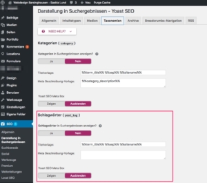 Yoast SEO 7.x Taxonomien