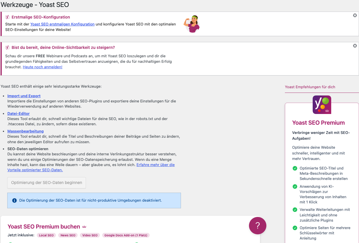 Yoast SEO Werkzeuge: Import, Export, Datei-Editor und Massenbearbeitung
